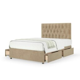 Majestic 1000 Pocket Sprung Mink Naples Velvet 4 Drawer Divan Set And Lona Headboard Super King