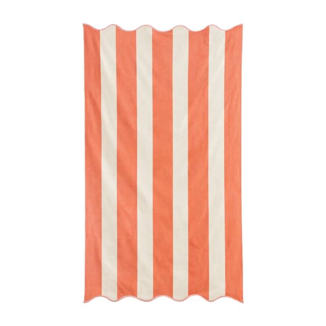 Large Scalloped Striped Beach Towel Orange Burnt Orange One size 1