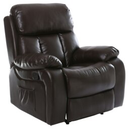 Chester Bonded Leather Manual Recliner Chair with Heat And Massage (Brown)