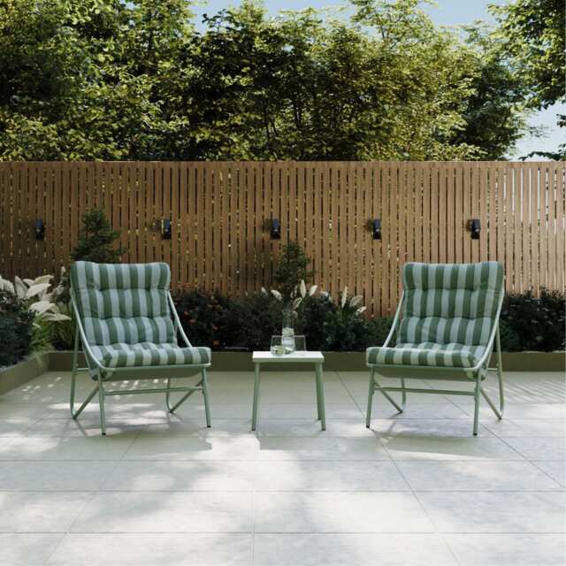 Charles Bentley Bistro Set Porto Green Stripe 2 Seater Garden Outdoor Furniture