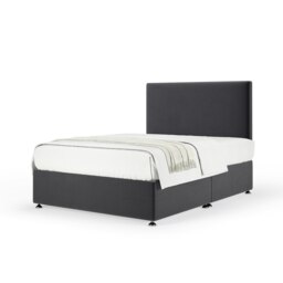 Super Ortho Orthopaedic Graphite Plush Velvet Divan Set And Valencia Headboard King Size
