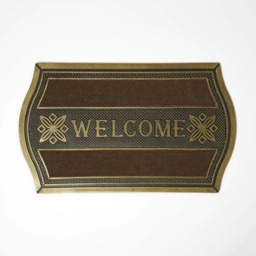 Homescapes Gold 'Welcome' Door Mat with Curved Edge - 75 x 45 cm