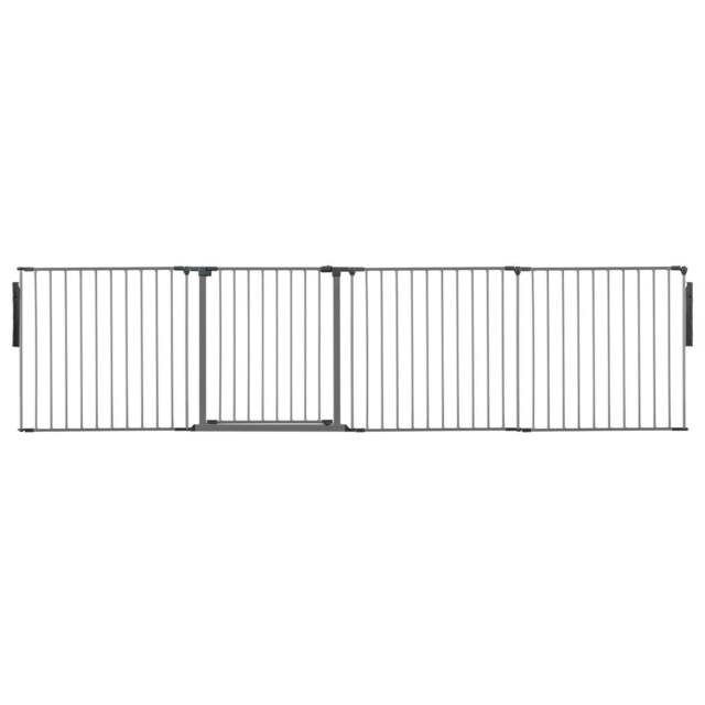Safetots Premium Multi Panel Room Divider, up to 298cm Wide, Grey, 70cm Tall, Flexible Barrier with Door for Baby and Toddler Grey