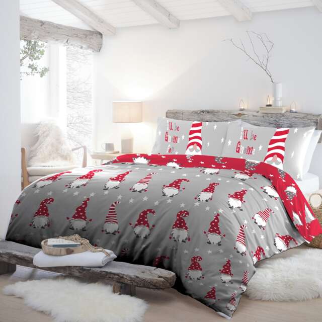 Fusion Gnome For Christmas Duvet Cover Set Silver