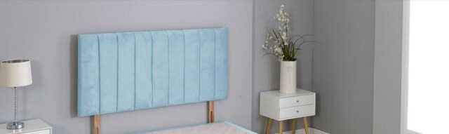 "Sky Blue Plush Velvet 9 Panel Headboard Multi 2FT6 Small Single 26""inch Headboard"