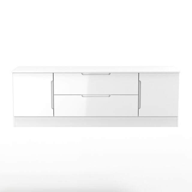 Lucca 2 Door 2 Drawer Wide TV Unit in White Gloss & White Matt (Ready Assembled) White White Gloss & White Matt
