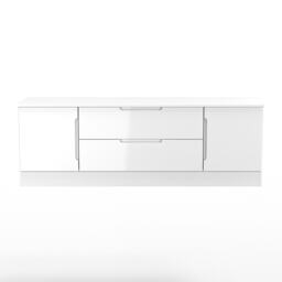 Lucca 2 Door 2 Drawer Wide TV Unit in White Gloss & White Matt (Ready Assembled) White White Gloss & White Matt
