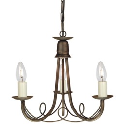 Minster Multi Arm Chandelier 3 Light Black, Gold Finish, E14