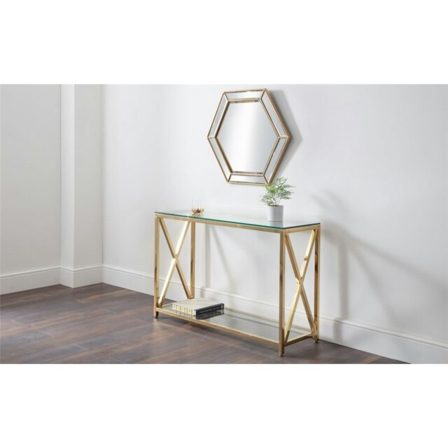 Gold Chrome Frame Console Table Silver Silver