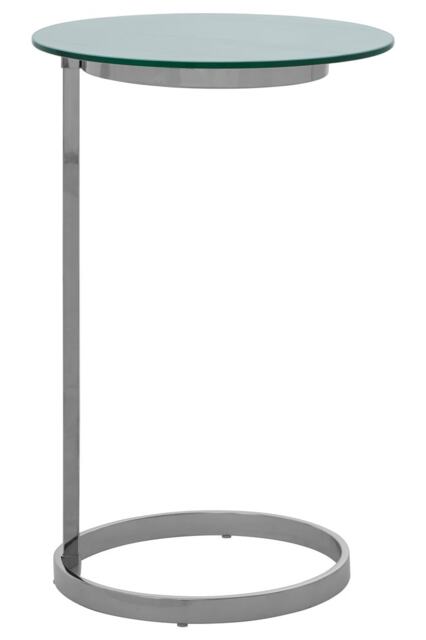 Interiors by Premier End Table With White Marble Effect Top, Sleek Stainless Steel Frame With Open Circular Base, Modern Glass Top Silver