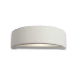 Ceramic 1 Light Indoor Plaster Wall Light - 100W Unglazed, Acid White Glass, E27