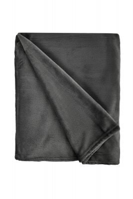 "Plush Collection Flannel Fleece Super Soft Throw in Charcoal (55"" x 71"") Grey Grey"