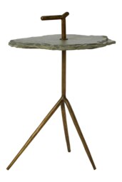 Unique Grey Stone Top Side Table, Organic Design Round Side Table, Durable Constructed Small Side Table Grey
