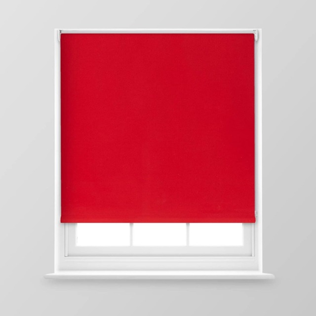 A.Unique Home Premium Trimmable Thermal Blackout Roller Window Blind - 3FT - Red - 90cm (W) x 170cm (L)
