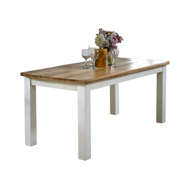 Milano Solid Mango Wood White Dining Table 170Cm Brown