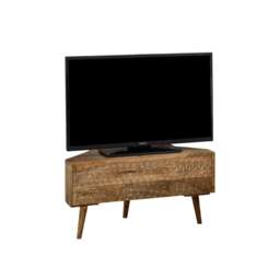 Zenon Light Mango Wood Corner TV Stand Brown 1