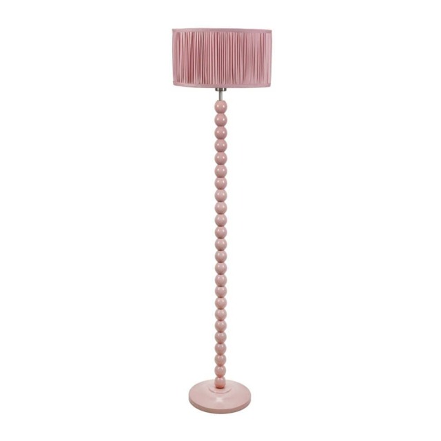 ValueLights Bobbins Rose Floor Lamp Pleat Blush Pink Shade Pink Pink