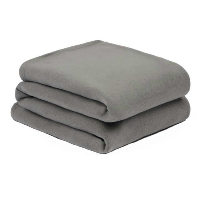 OHS Luxury Plain Fleece Blanket Bedspread, 125x150cm - Charcoal