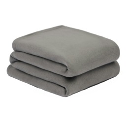 OHS Luxury Plain Fleece Blanket Bedspread, 125x150cm - Charcoal