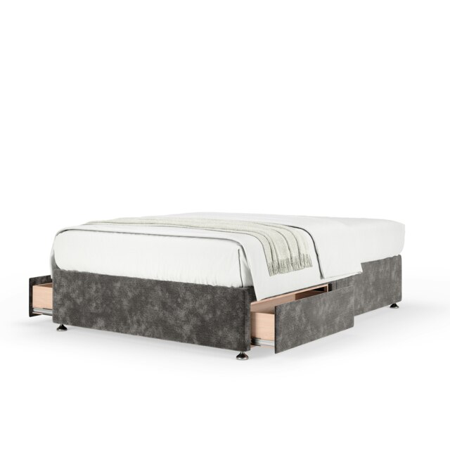 Super Ortho Orthopaedic Charcoal Chenille 2 Drawer Divan Set King Size