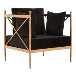 Luxurious Chair With Rose Gold Finished Metal Arms, Velvet Upholstered Arm Chair For Bedroom, Stylish Chair Multi