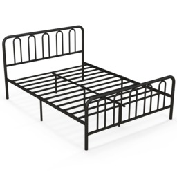 COSTWAY King Size Metal Bed Frame Black