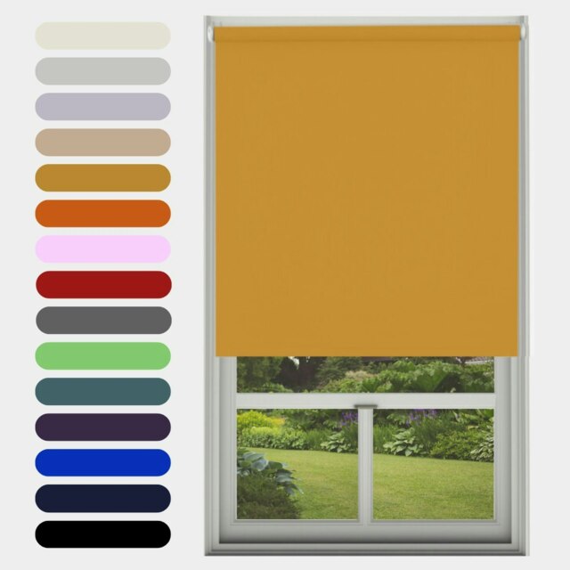 Blackout Roller Blind Ochre 120cm Yellow Ochre