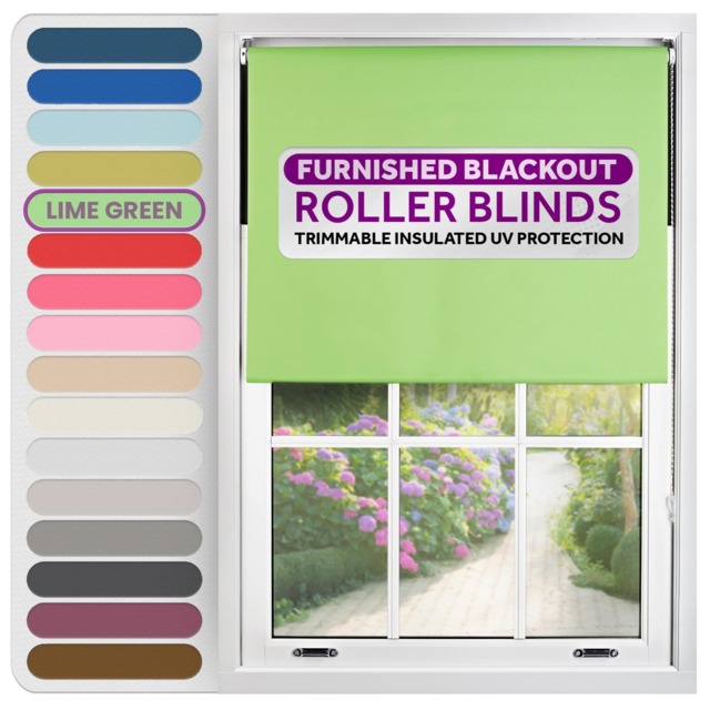 Blackout Roller Blind 125cm Wide x 165cm Long Green Lime
