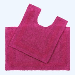 Homescapes Luxury Reversible Cotton Bath Mat Set - Raspberry Pink