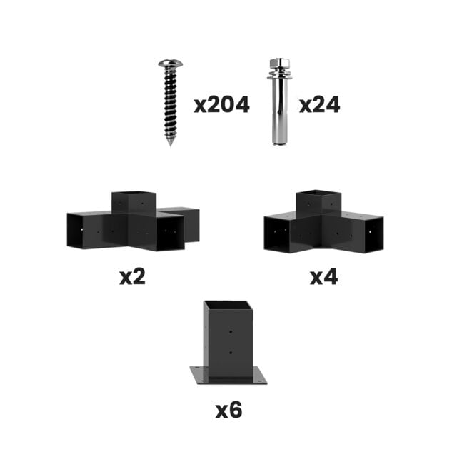 Outsunny Pergola Kit, Pergola Brackets with 3-Way & 4-Way Corner Brackets Black Black 39.5 x 15.5 x 24.5 cm