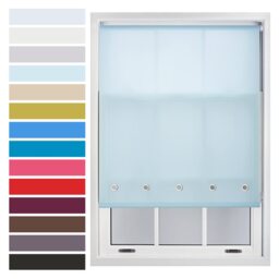 FURNISHED Roller Blinds with Chrome Round Eyelets and Metal Fittings Cut to Size Sheer Window Shade Blue Duck Egg Blue (W) 150cm x (L) 165cm
