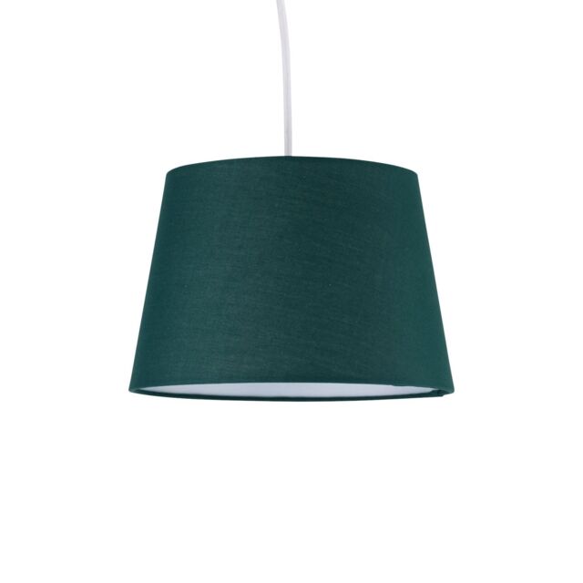 Dark Green Cotton 23cm Tapered Cylinder Pendant or Lamp Shade Green Medium 1