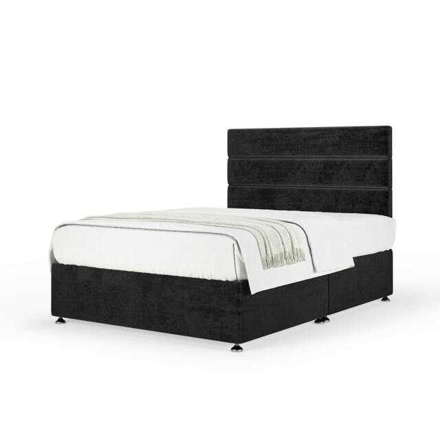 Memory Maestro Memory Foam Black Naples Velvet Divan Set And Milan Headboard Single