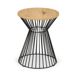 Carloway Round Wire Lamp Table in Euro Oak and Black