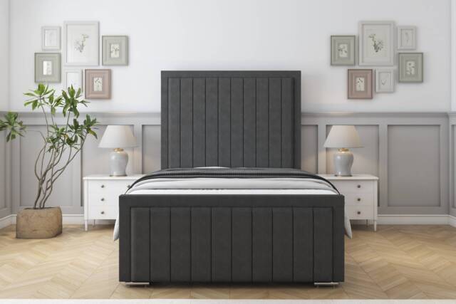 "Sloomy Richmond Graphite Dumfries Bed Frame With 50"" Upholstered Headboard 5' King"