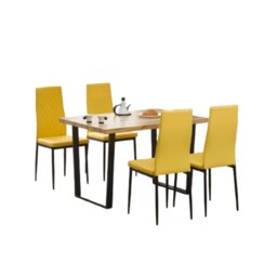 Colorado Dining Table with 4 Emily Leather Chairs Yellow 5