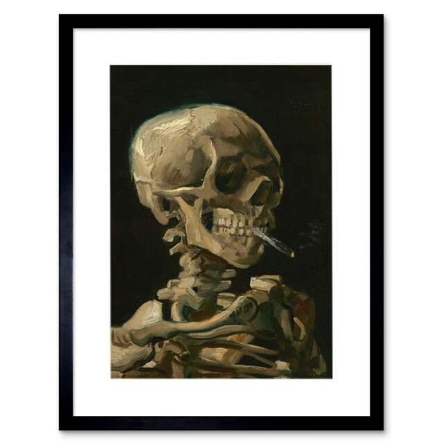 "Van Gogh Head Skeleton Artwork Home Decor 12x16"" Framed Wall Art Print"