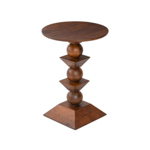 Gino Solid Mango Wood Pedestal Side Table for Living Room Bedroom