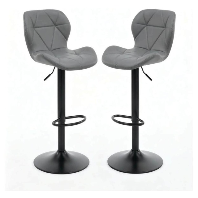 Alivio Set of 2 Modern Faux Leather Adjustable Bar Stool Backrest Bar Chairs (Dark Grey)