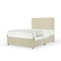 Neptune Spring Cream Naples Velvet Divan Set And Valencia Headboard Single