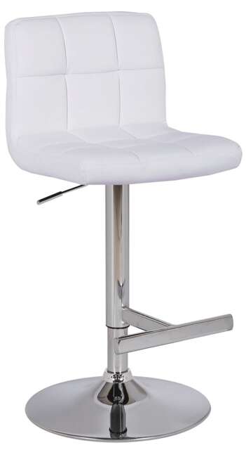 Allegro Real Leather Adjustable Swivel Bar Stool with Backrest & Chrome Base White