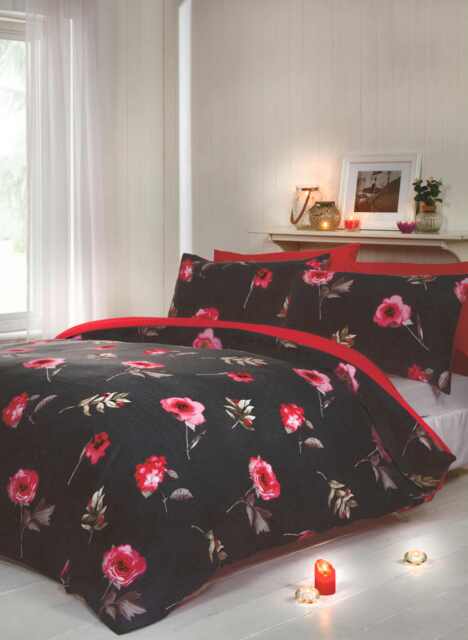 Darcy Floral Duvet Set With Pillowcase Red Super King