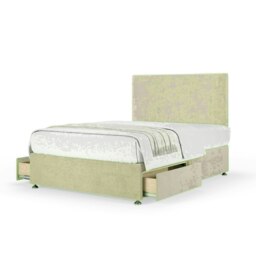 Cream Naples Velvet 2 Drawer Divan Base and Valencia Headboard Super King
