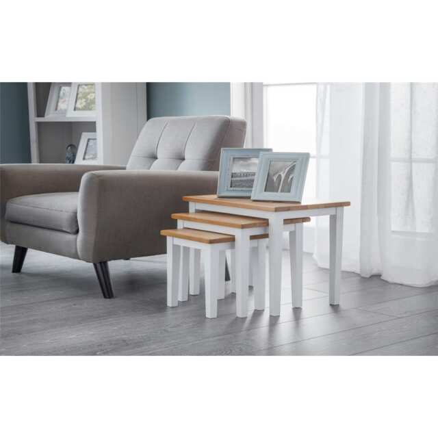 Stylish White and Oak Nest of Tables White White
