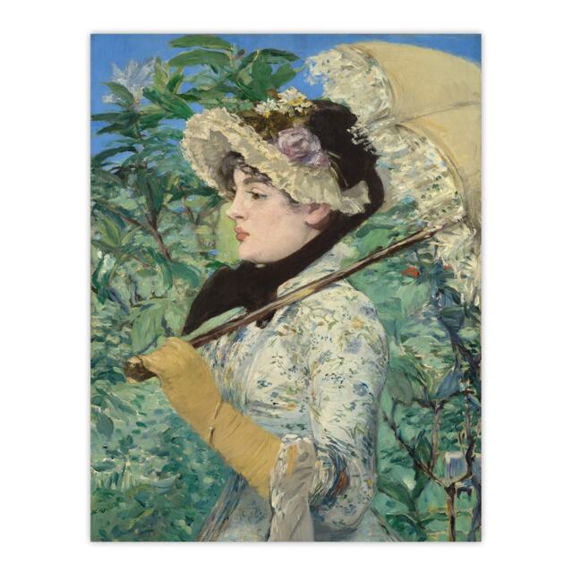 "Jeanne Spring Parasol Portrait Manet Vintage Wall Art Poster Print 12X16"""