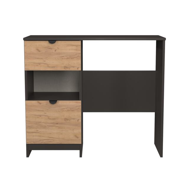 Norway 2 Drawer Open Vanity in Gold Craft Oak & Graphite (Ready Assembled) Grey Gold Craft Oak & Graphite