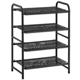 Yaheetech 4-Tier Expandable Iron Mesh Wire Shoe Rack Holds 15-20 Pairs of Shoes Black One Size