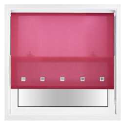 FURNISHED Daylight Roller Blinds with Square Eyelets & Metal Fittings for Homes and Offices Pink Fuchsia (W) 120cm x (L) 165cm