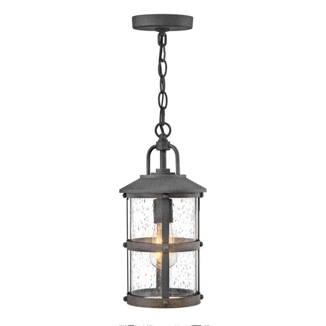 Hinkley Lakehouse Outdoor Pendant Ceiling Light Aged Zinc with Driftwood Grey, IP44