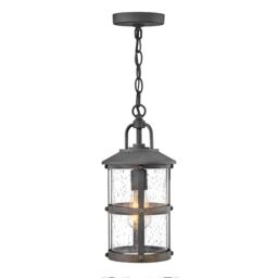Hinkley Lakehouse Outdoor Pendant Ceiling Light Aged Zinc with Driftwood Grey, IP44